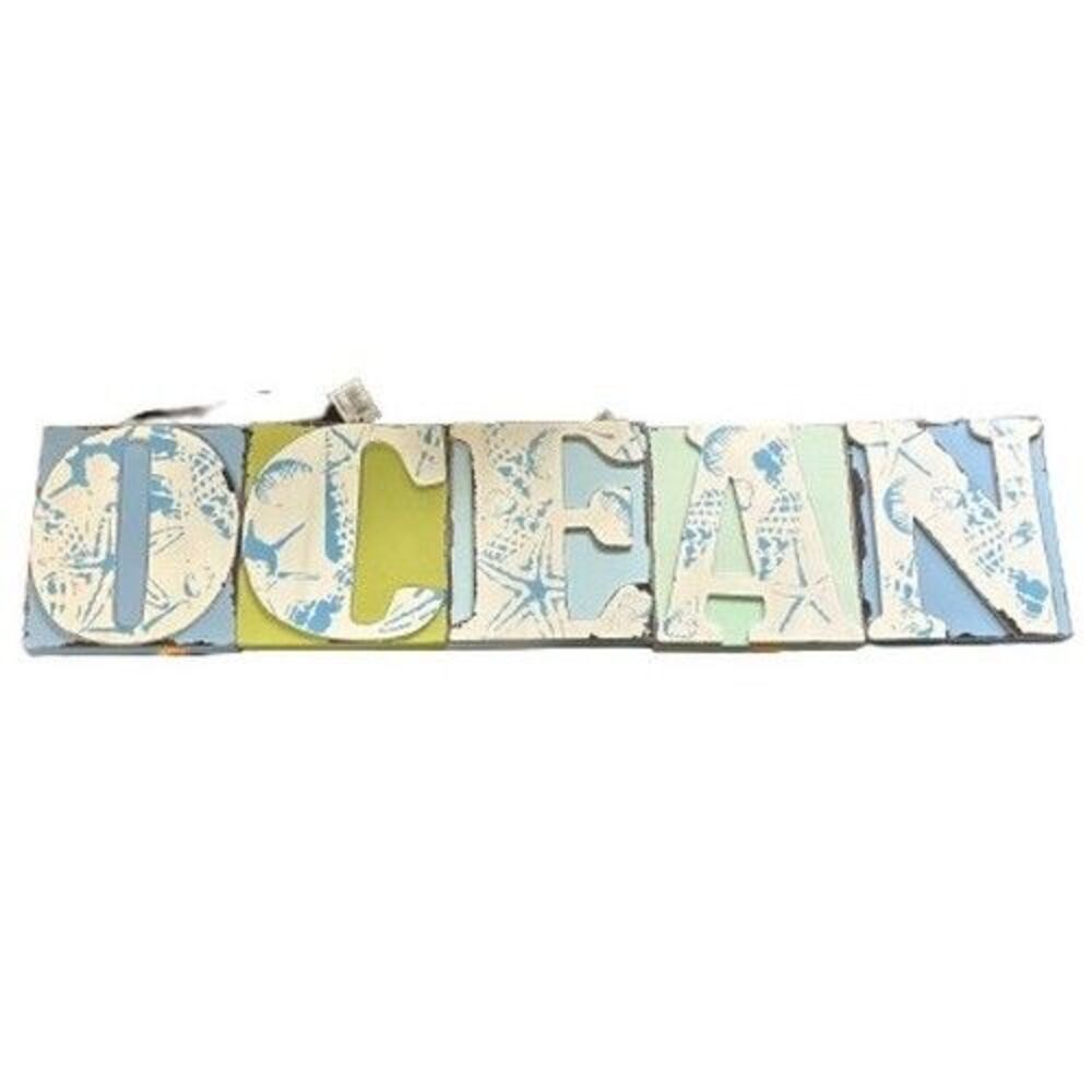 Home Decor Ocean Wood Block Letters 5 6/8 " W  x 6 3/8" L